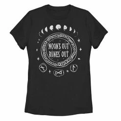 Buy 🌟 Unbranded Juniors' Moons Out Graphic Tee Black 🎉