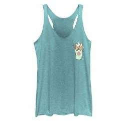 Wholesale 👏 Unbranded Juniors' Kawaii Blended Corgi Pocket Graphic Tank Tahiti Blue ⌛