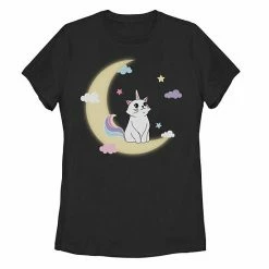 Buy 😀 Unbranded Juniors' Caticorn Cloudy Moon Graphic Tee Navy 🔥