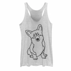 Hot Sale ✔️ Unbranded Juniors' Corgi 🐕 Dog Line Art Graphic Tank Red Heather 🛒