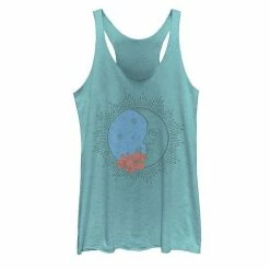 Discount 🥰 Unbranded Juniors' Side Moon Flowers Galactic Graphic Tank Gray Heather 😀