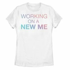 Best deal 🔥 Unbranded Juniors' Working On The New Me Gradient Shine Graphic Tee White 😉