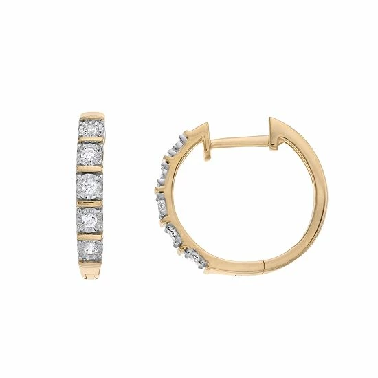 Best deal ๐ Unbranded 1/4 Carat T.W Diamond Hoop Earrings Gold Tone ๐ - Image 3