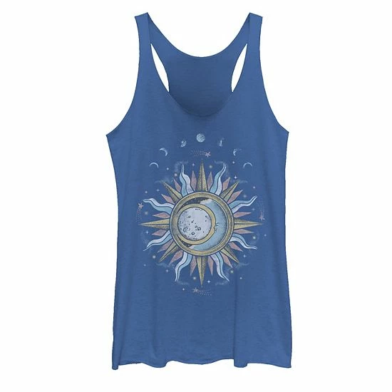 Best Sale ๐ Unbranded Juniors' Sun Moon Mystic Galactic Tank Top Navy Heather โ๏ธ - Image 2