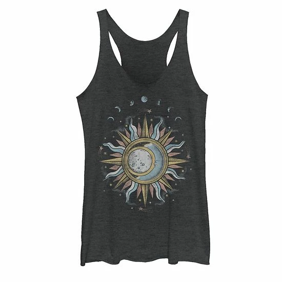 Best Sale ๐ Unbranded Juniors' Sun Moon Mystic Galactic Tank Top Navy Heather โ๏ธ - Image 5