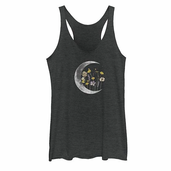 Deals 🛒 Unbranded Juniors' Night Moon Flower Galactic Tank Top Royal Heather 👏 - Image 2
