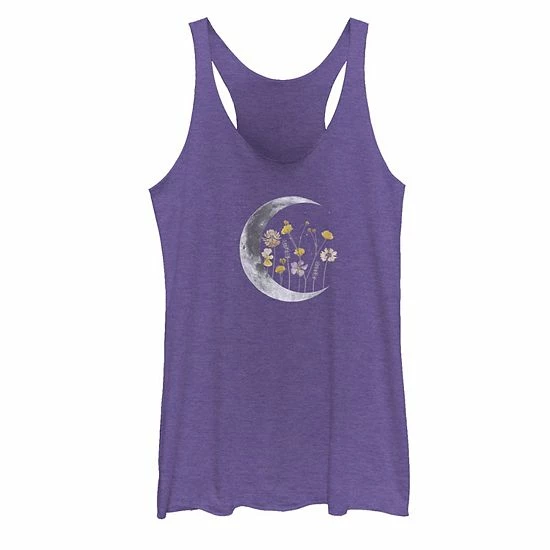 Deals 🛒 Unbranded Juniors' Night Moon Flower Galactic Tank Top Royal Heather 👏 - Image 4