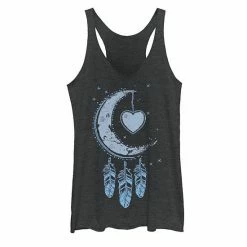 Outlet ✔️ Unbranded Juniors' Moon Catcher Dreamcatcher Graphic Tank Black Heather 🛒