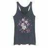 New ⌛ Unbranded Juniors' Floral Moon Graphic Tank Black Heather 🧨