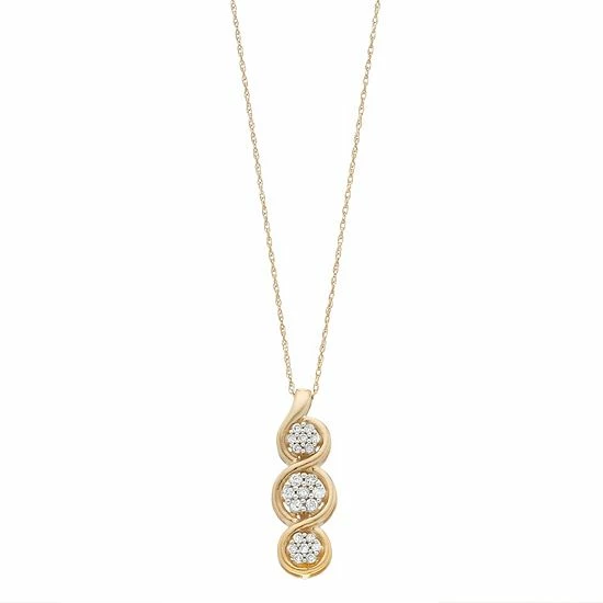 Outlet ๐ Unbranded 14k Gold Over Sterling Silver 1/4 Carat T.W. Diamond Three Flower Infinity Pendant Necklace ๐ฅ