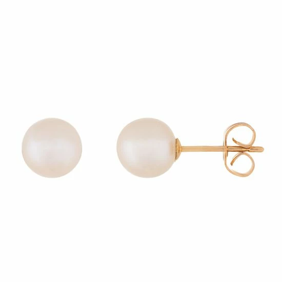 Outlet ๐ Unbranded 14k Gold 6 Mm Freshwater Cultured Pearl Stud Earrings Pink โจ - Image 2