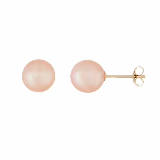 Outlet ๐ Unbranded 14k Gold 6 Mm Freshwater Cultured Pearl Stud Earrings Pink โจ - Image 3