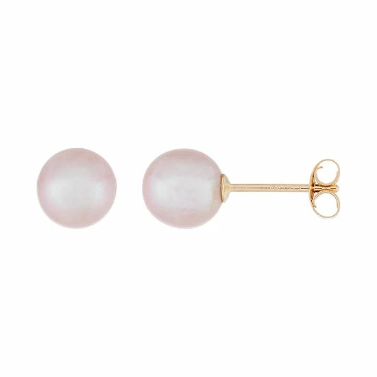 Outlet ๐ Unbranded 14k Gold 6 Mm Freshwater Cultured Pearl Stud Earrings Pink โจ - Image 6