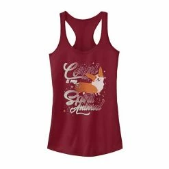 Flash Sale ⌛ Unbranded Juniors' Corgi Spirit 🐕 Dog Graphic Tank Scarlet 💯