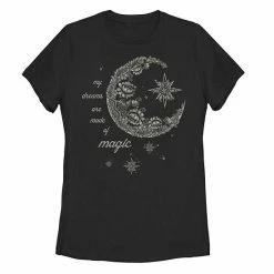 Buy ✨ Unbranded Juniors' Moon Flower Galactic Graphic Tee Black ⌛