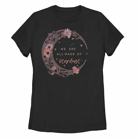 Buy 🤩 Unbranded Juniors' Stardust Moon Galactic Flowers Tee Navy 🥰 - Image 3