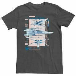 Promo ❤️ Unbranded Men's Star Wars The Rise Of Skywalker X-Wing Details Graphic Tee Charcoal Heather 🥰