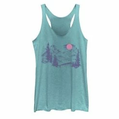 Deals ✨ Unbranded Juniors' Mountains Outdoor Graphic Tank Tahiti Blue 🌟