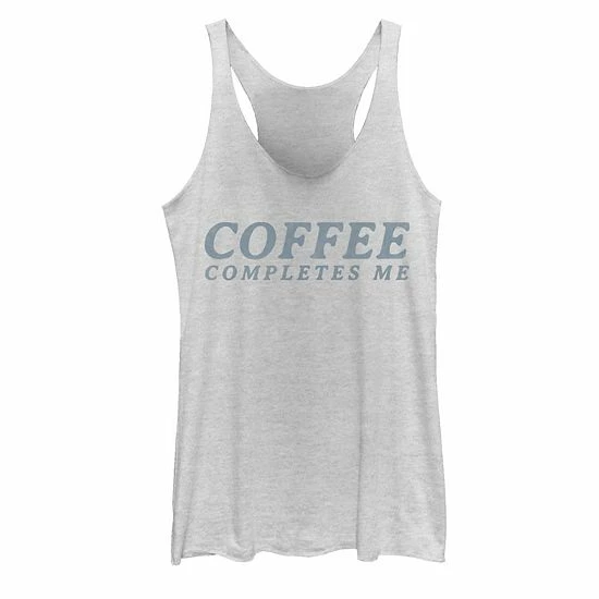 New ✔️ Unbranded Juniors' Fifth Sun Coffee Completes Me Text Tank White Heather 🤩