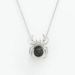 Buy ✨ Unbranded Sterling Silver 1/10-ct. T.W. Black Diamond Spider Pendant ✨