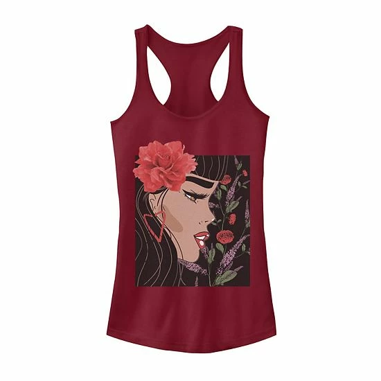 Discount ❤️ Unbranded Juniors' Rose Floral Face Tank Top Scarlet 🥰 - Image 2