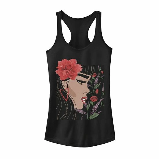 Discount ❤️ Unbranded Juniors' Rose Floral Face Tank Top Scarlet 🥰 - Image 3