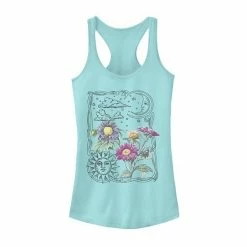 Outlet ✨ Unbranded Juniors' Sun & Moon Floral Graphic Tank Cancun 🎁
