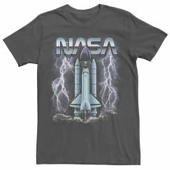 Flash Sale 👍 Unbranded Men's NASA Rocket Ship Struck By Lightning Graphic Tee Charcoal 😀
