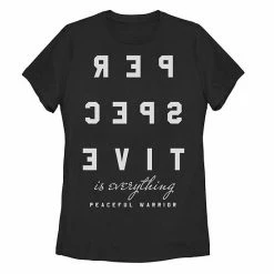 Hot Sale 🌟 Unbranded Juniors' Perspective Is Everything Peaceful Warrior Mirrored Text Graphic Tee 😍