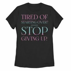 Outlet 🛒 Unbranded Juniors' Tired Of Starting Over Stop Giving Up Graphic Tee 😉
