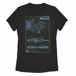 Top 10 💯 Unbranded Juniors' Star Wars Millennium Falcon Schematics Tee 🔔