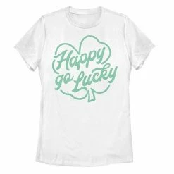 Outlet ❤️ Unbranded Juniors' Happy Go Lucky Shamrock Line Art Tee 😍