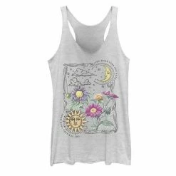 Best Pirce 😍 Unbranded Juniors' Fifth Sun Sun & Moon Galactic Flowers Tank White Heather ✨