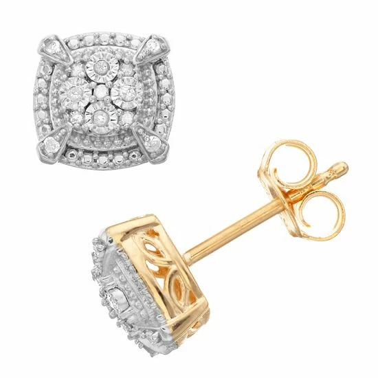 Wholesale 🔔 Unbranded Sterling Silver 1/10 Carat T.W. Diamond Cluster Stud Earrings 👏 - Image 4