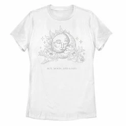 Promo 🌟 Unbranded Juniors' Vintage "Sun, Moon, And Stars" Line Art Graphic Tee 🎁