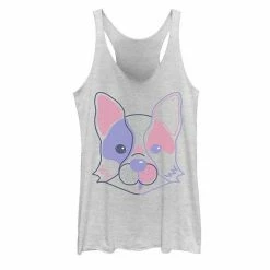 Buy 🎉 Unbranded Juniors' Puppy 🦮 Dog Colorful Graphic Tank Pink Heather 💯