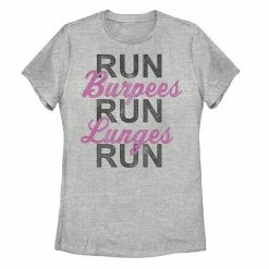Wholesale ❤️ Unbranded Juniors' Run Burpees Run Lunges Run Word Stack Graphic Tee 👏