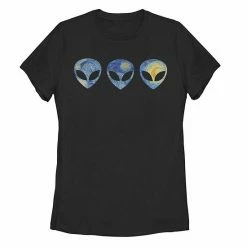 Hot Sale ⌛ Unbranded Juniors' Alien Trio Big Head Stary Night Fill Graphic Tee ❤️