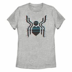 Outlet 🔔 Unbranded Juniors' Marvel Spider-Man Far From Home Glitch Logo Graphic Tee ✔️