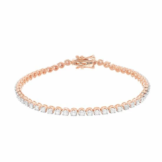 Outlet ❤️ Unbranded 10k Gold 1 Carat T.W. Diamond Tennis Bracelet Pink ✨ - Image 4