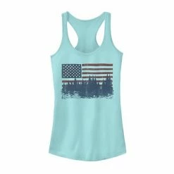 New 😉 Unbranded Juniors' Americana Flag And Forest Silhouette Tank 👏
