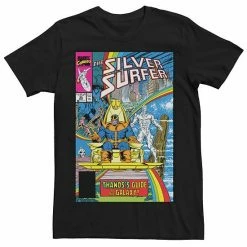 Top 10 🥰 Unbranded Men's Marvel Thanos Guide To The Galaxy Silver Surfer Comic Cover Graphic Tee 🛒