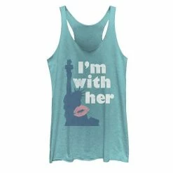 Top 10 😉 Unbranded Juniors' Americana "I'm With Her" Statue Of Liberty Kiss Tank ✔️