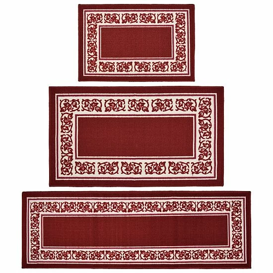 New ⭐ Unbranded Madison Floral Framed Rug Burgundy 🤩 - Image 2