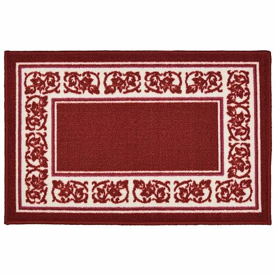 New ⭐ Unbranded Madison Floral Framed Rug Burgundy 🤩 - Image 8