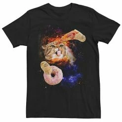 Best Sale 🔥 Unbranded Men's Space Cat Pizza Donuts Graphic Tee ❤️