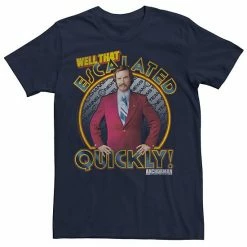 Promo ✨ Unbranded Men's Anchorman Ron Burgundy Escalated Quickly Circle Portrait Graphic Tee ⌛