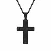 Budget 👍 Unbranded Men's Black Stainless Steel Black Diamond Accent Cross Pendant Necklace ⭐
