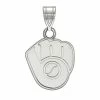 Cheapest 🥰 Unbranded LogoArt 14k Gold Milwaukee Brewers Ball & Glove Logo Pendant White 🎉