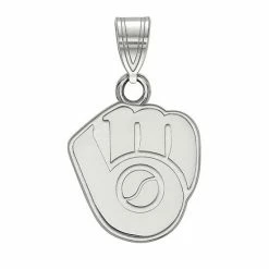 Cheapest 🥰 Unbranded LogoArt 14k Gold Milwaukee Brewers Ball & Glove Logo Pendant White 🎉